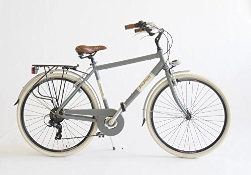 Biciclette da città : Via Veneto Bicicletta Bici Citybike CTB Uomo Vintage Retro Alluminio (Grigio gallante, 50)