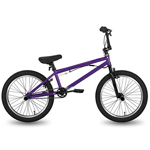 BMX : FingerAnge Bicicletta da 20 Pollici BMX Freestyle in Acciaio, Bicicletta da Acrobazia con Freni a Doppia Ruota Purple