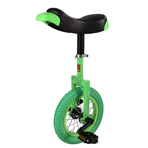Monocicli : HWBB Monociclo Mini Monocicli con Ruote da 12 Pollici con Pneumatico Antiscivolo e Sedile Regolabile, Esercizio di Ciclismo per Bambini Principianti, per Persone Alte 92 Cm ~ 135 Cm (Color : Green)