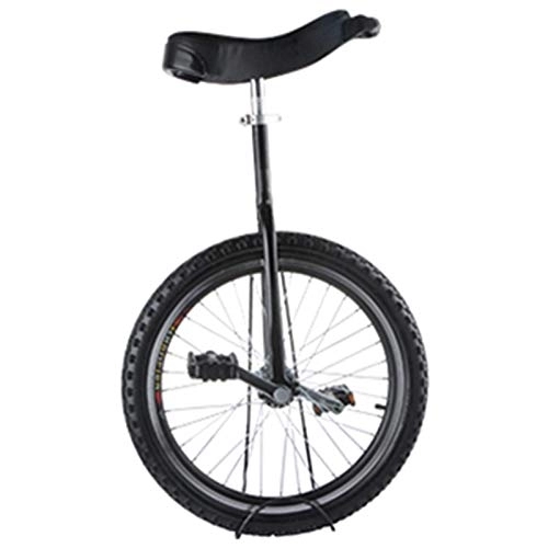 Monocicli : Monociclo per ragazzi e bambini per esterni, 18 "Ruota Equilibrio Ciclismo Monociclo con Cerchio in Lega & Stand, Altezza Utente 140-165cm (Colore: Nero, Taglia : 18")