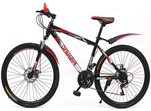 Mountain Bike : 22 pollici mountain bike in acciaio al carbonio anteriore e posteriore parafango 21 velocità doppio freno a disco bike-Nero Rosso