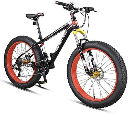 Mountain Bike : 27-Velocità Fat Tire Mountain Bike, adulti 26 pollici All Terrain Mountain bike, telaio in alluminio Hardtail mountain bike con doppio freno a disco, (Color : Red)