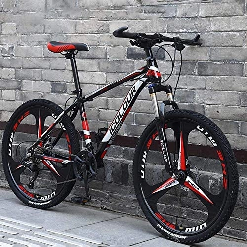 Mountain Bike : Adulto Mountain Bike, 26 Pollici 30 velocità Alluminio Leggero Mountain Bike, Hardtail MTB con Sospensione Anteriore Nero E Rosso 26", 30-velocità