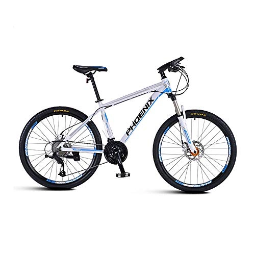 Mountain Bike : AEDWQ 27-velocit Mountain Bike, Telaio in Lega di Alluminio, Doppio Freno A Disco Bici, 27, 5 Pollici A Razze MTB Pneumatici, Nero / Bianco Blu Rosso (Color : White Blue)