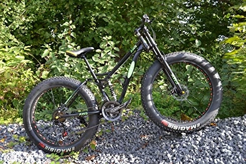 Mountain Bike : AWS Fat Tire Bike Mountain bike da 26 pollici con sospensione completa a 21 marce, colore: nero