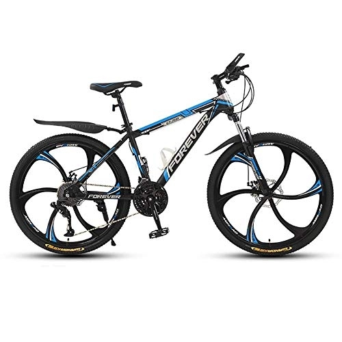 Mountain Bike : AYDQC Biciclette da Montagna da 26 Pollici, Mountain Bike Hardtail in Acciaio ad Alta Carbonio, MTB per Adulti con Freni a Disco Meccanici, 6 Razze, 21 velocità fengong (Color : Black Blue)