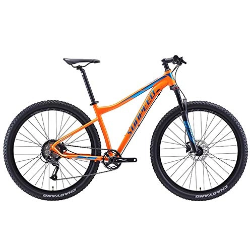 Mountain Bike : BCX Mountain bike a 9 velocità, mountain bike hardtail con ruote grandi per adulti, bicicletta con sospensione anteriore con telaio in alluminio, mountain bike, arancione