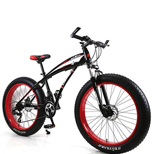 Mountain Bike : Bdclr Adatto ad Altezza 57-69 Pollici, 7-velocità motoslitta Vasta Freni a Disco Pneumatico Studente Ammortizzatore Mountain Bici, Red, 24inch