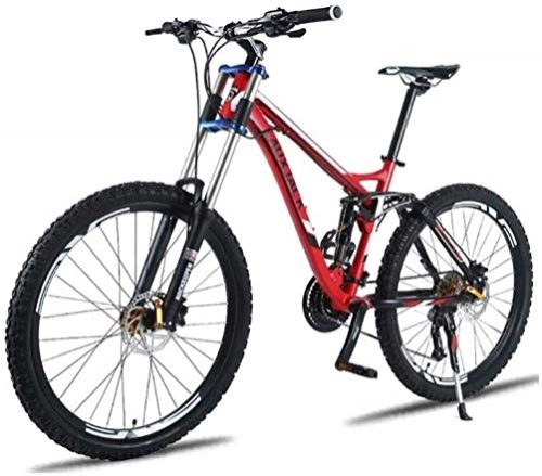 Mountain Bike : Bici da Montagna Pieghevole Unisex, Bicicletta da 26 Pollici MTB, Telaio in Lega di Alluminio, velocità 24 / 27, Doppia Sospensione, con Freno A Doppio Disco (Color : Red, Size : 27 Speed)