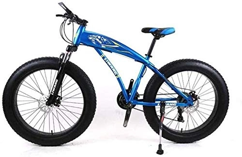 Mountain Bike : Bici da Montagna Studentesca, Bicicletta Pieghevole da 24 Pollici, Pneumatico Largo, Ammortizzatore Disco, Marcia A 21 velocità, for 145 Cm-175 Cm (Color : Blue)