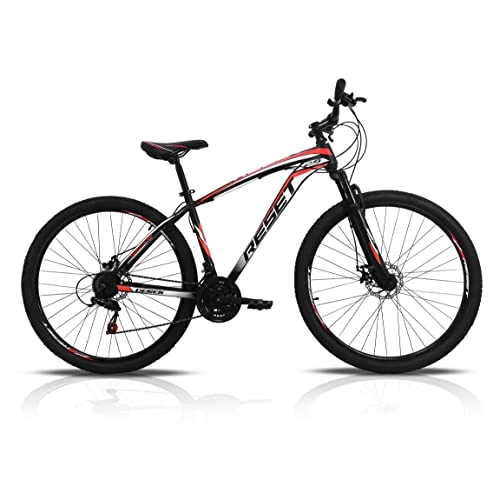 Mountain Bike : Bicicletta 29'' Pollici Bici MTB Mountain Bike AMMORTIZZATA Rosso Verde Cambio Shimano 21 Velocita' con Freni a disco (Rosso)