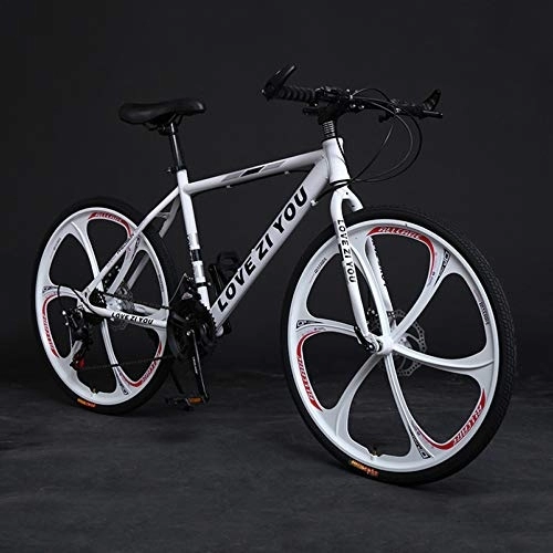 Mountain Bike : Bicicletta Adultmountain, biciclette ad alta strada in acciaio al carbonio, bicicletta a 21 velocità Sospensione completa MTB Ingranaggi a doppio disco Frenosmountain Bicicletta, E-24inch24speed