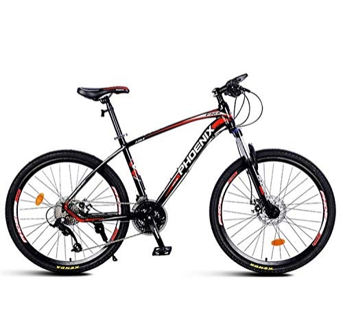 Mountain Bike : Bicicletta da cross per uomo e donna da esterno per attivit sportive e ricreative da corsa su strada 27 velocit / disco in alluminio con telaio in alluminio a una ruota-27 velocit - nero rosso