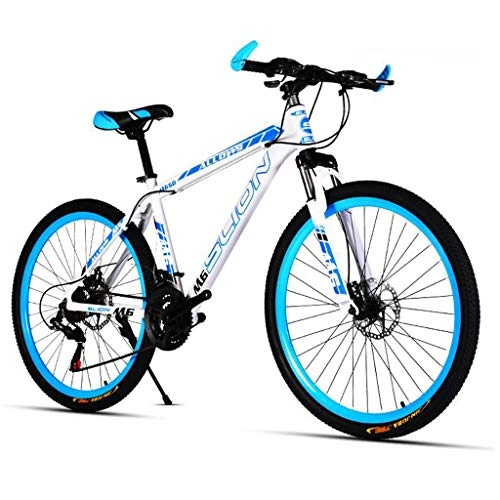 Mountain Bike : Bicicletta Mountainbike, 26inch Mountain bike, telaio in acciaio Biciclette Hard-coda, Frame 17 pollici, doppio freno a disco e sospensione anteriore MTB Bike ( Color : White+Blue , Size : 24 Speed )