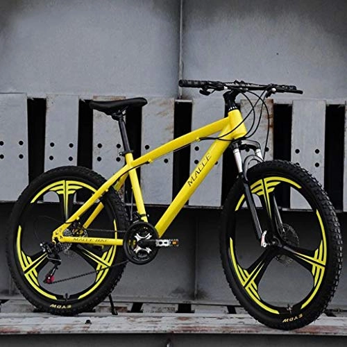 Mountain Bike : Bicicletta Mountainbike, Mountain Bike, Montagna biciclette con doppio freno a disco anteriore e sospensioni, 21 24 27 velocit, 26inch della rotella MTB Bike ( Color : Yellow , Size : 21 Speed )