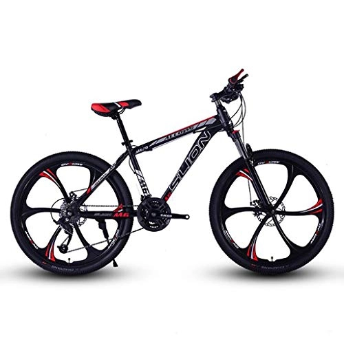 Mountain Bike : Bicicletta Mountainbike, Mountain bike, telaio in acciaio hardtail Biciclette da montagna, doppio freno a disco anteriore e sospensioni, ruote 26inch MTB Bike ( Color : Black+Red , Size : 24 Speed )
