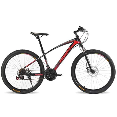 Mountain Bike : Bicicletta Mountainbike, MTB, Mens Womens Ravine Bike 24 pollici in acciaio al carbonio Sospensioni anteriori Mountain Biciclette 21 / 24 / 27 costi doppio disco freno ( Color : Red , Size : 27 Speed )