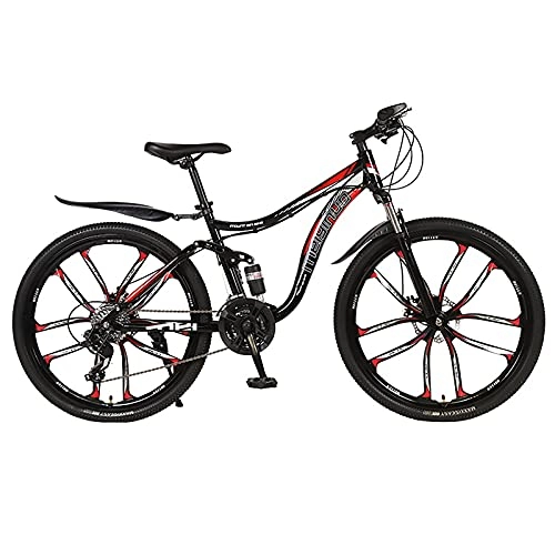 Mountain Bike : Bicicletta MTB a doppio disco per mountain bike, 26 pollici, 10 coltelli ruote a 21 velocità mountain bike per uomini e donne, telaio in acciaio al carbonio City Bike