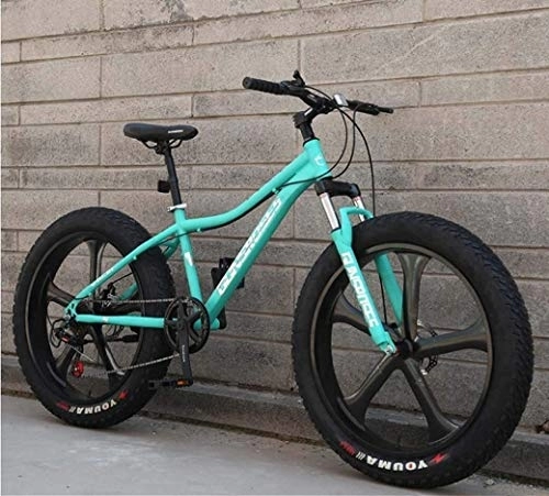 Mountain Bike : Biciclette 26inch Fat Tire Montagna, doppio telaio ammortizzato e sospensioni forcella All Terrain Abbigliamento da montagna bici adulta, (Color : Green 2)