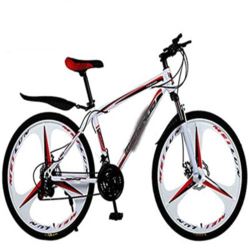Mountain Bike : Biciclette ibride da Uomo e da Donna, 21 velocità-30 velocità, Ruote da 24 Pollici, Biciclette a Doppio Disco, Colori Multipli (Colore: Bianco Rosso, Dimensioni: 24 Pollici)