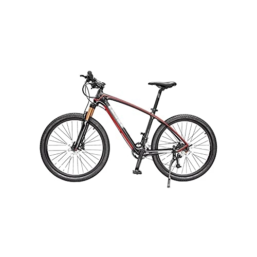 Mountain Bike : Bicycles for Adults Carbon Fiber Variable Speed Mountain Bike Cross Country Racing Car Pneumatic Shock Absorption Men and Women (Color : Red, Size : 27_27.5)