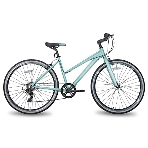 Mountain Bike : Bicycles for Adults Hybrid Bike with drivetrain 7 Speed for Commuter Bike City Bike (Color : Green)