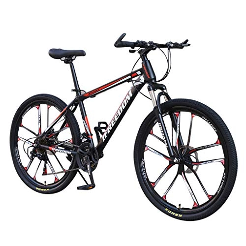 Mountain Bike : Bike Mountain Bici Biammortizzata Men's 26'' 21 velocit, Doppio Disco e Doppia Sospensione per Adulti Biciclette in Lega di Alluminio Ruote 10 Cutter (Rosso)