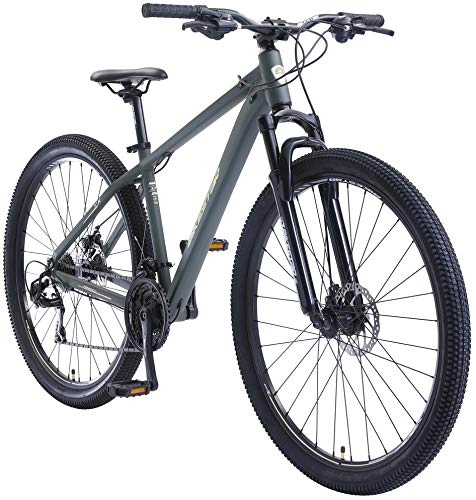 Mountain Bike : BIKESTAR Hardtail Mountain Bike in Alluminio, Freni a Disco, 29" | Bicicletta MTB Telaio 17" Cambio Shimano a 21 velocità, sospensioni | Verde Beige