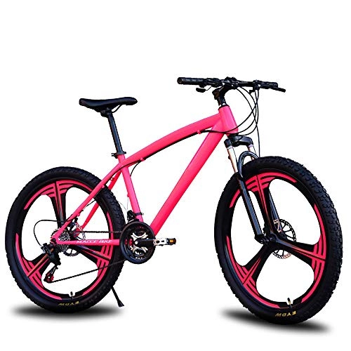 Mountain Bike : BZZBZZ Bicicletta a Una Ruota da 34 Pollici con Freno a Doppio Disco da 27 velocità per Bici a Doppio Disco per ammortizzatori Adatta per Altezza 160-185 cm (Rosa / Nero)