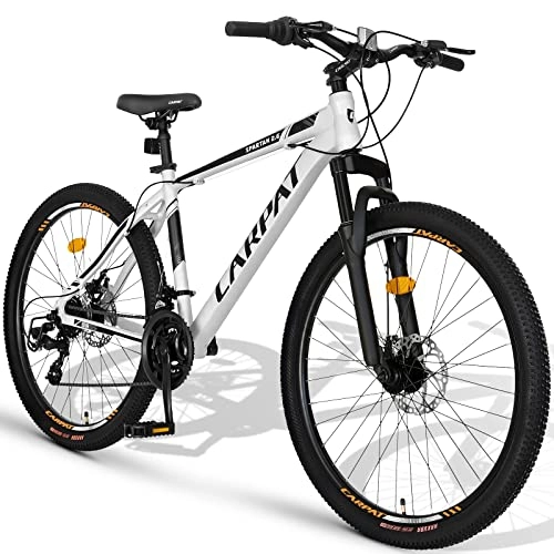 Mountain Bike : Carpat Sport Mountain bike in alluminio da 26 pollici, cambio Shimano a 21 marce, freni a disco doppio, bicicletta adatta per adulti, in alluminio, MTB, uomini e donne, grigio e nero