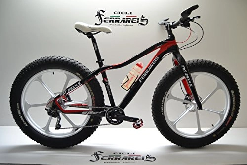 Mountain Bike : Cicli Ferrareis Fat Bike 26 in Carbonio Nera Rossa e Bianca Personalizzabile