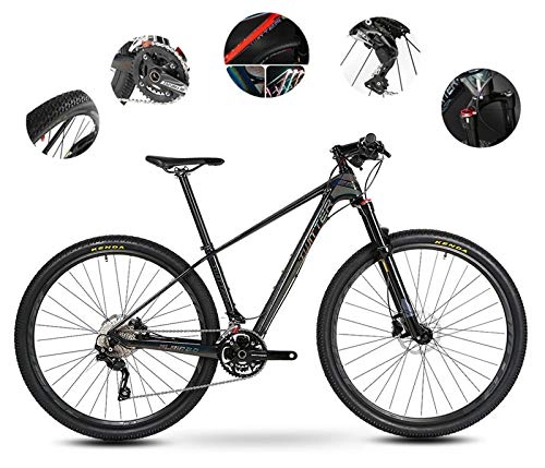 Mountain Bike : Ciclismo da mountain bike, diametro delle ruote da 29 pollici, freni a disco a olio a 20 velocit (30 velocit), 4 colori, taglio della vernice flash Starlight, design del cablaggio interno, Black, 15.5