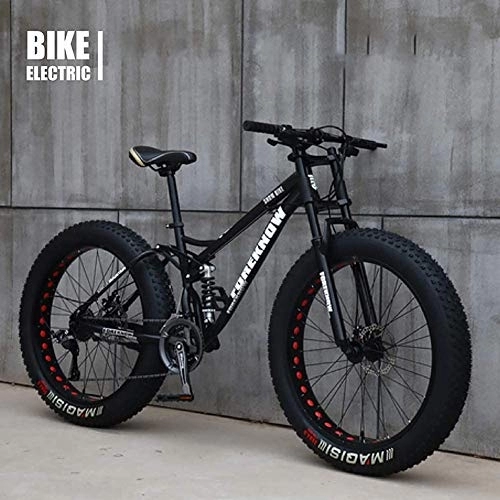Mountain Bike : Cima da MTB per Bicicletta, Fat Wheel Moto / Fat Bike / Fat Tire Mountain Bike, Cruiser da Spiaggia Fat Tire Bike Snow Bike Fat Big Tire Bicycle 21 Speed, Nero, 26IN