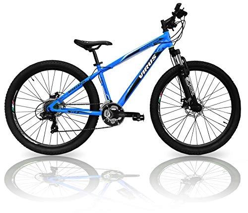 Mountain Bike : CINZIA Bicicletta MTB 27.5 Virus Uomo 21V Mountain Bike con Freni a Disco (Azzurro)