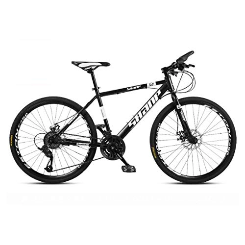 Mountain Bike : CPY-EX 26 Mountain Bike inch Uomo, Alta-Acciaio al Carbonio per Mountain Bike, Bicicletta della Montagna Sedile Regolabile, 21, 23, 27, 30 velocità, Nero Rosso Bianco Spoke, Nero, 30