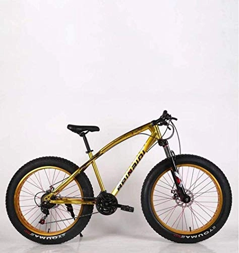 Mountain Bike : CXY-JOEL Mens Adulto Grasso Pneumatico Mountain Bike Doppio Freno a Disco Spiaggia Neve Bicicletta Telaio in Acciaio ad Alto Tenore Di Carbonio Cruiser Bike 26 Pollici Ruote-Arancione_21 Velocità, Oro