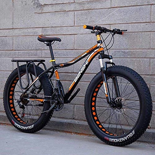 Mountain Bike : CXY-JOEL Mens Fat Tire Mountain Bike Beach Snow Bike Leggero Telaio in Acciaio ad Alto Tenore Di Carbonio Bicicletta Doppio Freno a Disco Cruiser Bici 26 Pollici Ruote-A_24 Velocità, un, 24 Velocità