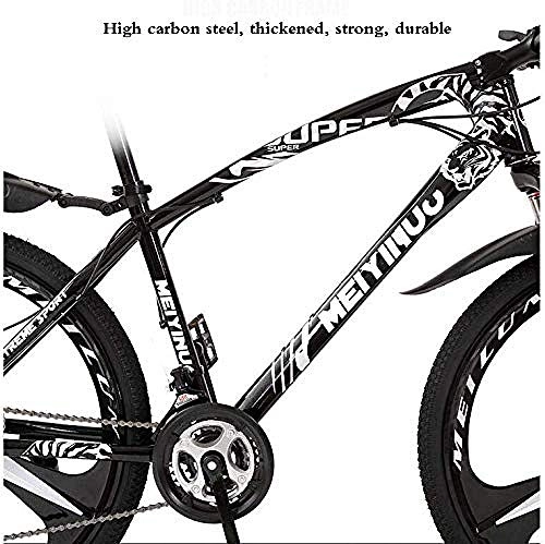 Mountain Bike : CXY-JOEL Mountain Bike per Uomo Donna Acciaio Al Carbonio Telaio Molla Sospensione Forcella Doppio Freno a Disco Pedali in Pvc e Impugnature in Gomma-Blu_26 Pollici 27 Velocità