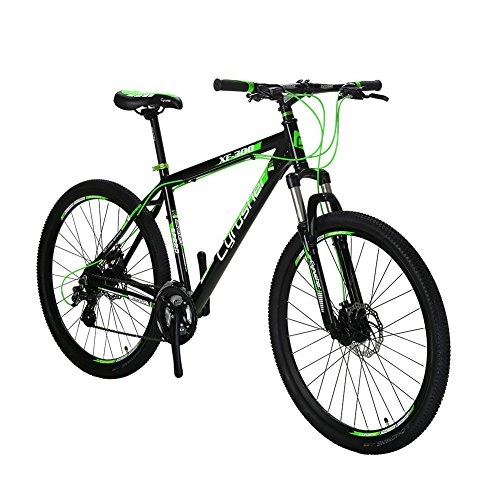 Mountain Bike : Cyrusher diretto XF300 MTB mountain bike uomo per uomo 24 velocità sospensione anteriore forcella freni a disco meccanico doppio, black green