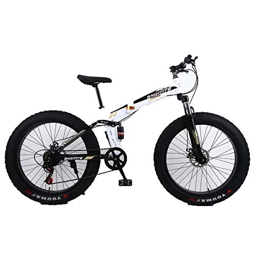 Mountain Bike : Dapang 26"Lega Pieghevole Mountain Bike 27 velocità Dual Suspension 4.0 Pollici Fat Tire Bicicletta può Andare in Bicicletta su Neve, Montagne, Strade, spiagge, ECC, 5