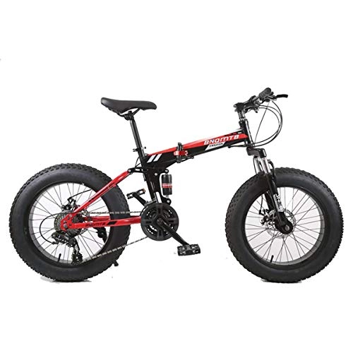 Mountain Bike : Dapang Mountain Bike, 7 / 21 / 24 / 27 / 30 Speed Steel Frame, 4.0"Fat Tyres Razze Wheels Sospensione Bici Pieghevole, 4, 21speed