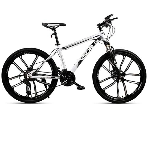 Mountain Bike : DGAGD Snow Bike Big Tyre 4.0 Spesse e Larghe 24 Pollici Freno a Disco Mountain Bike Dieci Ruote da Taglio-Bianco Nero_21 velocità