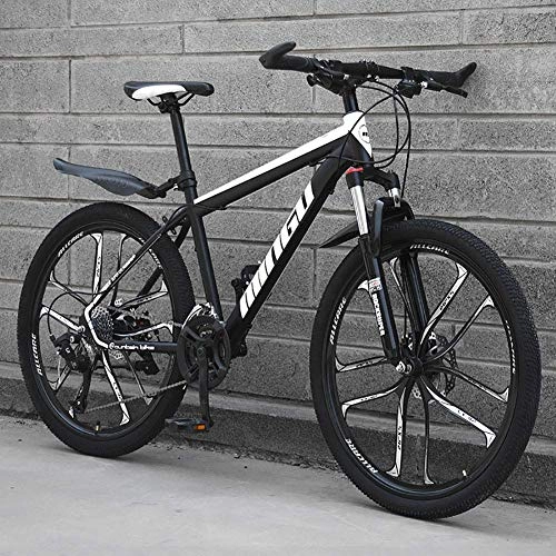 Mountain Bike : DJP Mountain Bike, Bicicletta da Mtb con Sedile Regolabile, Manubrio, Doppio Freno a Disco in Acciaio ad Alto Tenore Di Carbonio, Bici da Strada per Adulti, Mountain Bike Pieghevole 24 26 Pollici Ner