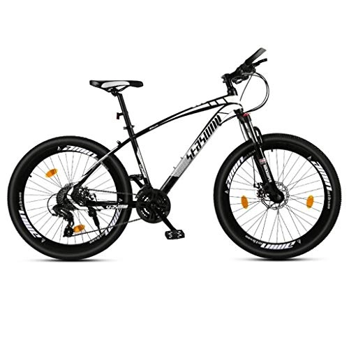 Mountain Bike : Dsrgwe Mountain Bike, 26” Mountain Bike, Acciaio al Carbonio Telaio Biciclette Montagna, Doppio Disco Freno e Forcella Anteriore, 26inch Ruote (Color : Black+White, Size : 21 Speed)