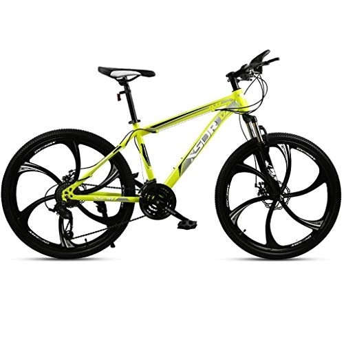 Mountain Bike : Dsrgwe Mountain Bike, Mountain Bike, Bicicletta della Montagna Hardtail, Doppio Freno a Disco e sospensioni Forcella Anteriore, 26inch Ruote (Color : Yellow, Size : 21-Speed)