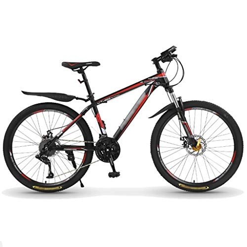 Mountain Bike : DXIUMZHP Hardtail Mountain Bike, MTB, Bici da Strada Unisex A velocità Variabile, Doppio Ammortizzatore, Ruote da 24 Pollici, 21 velocità (Color : Black+Red, Size : 24 Inches)