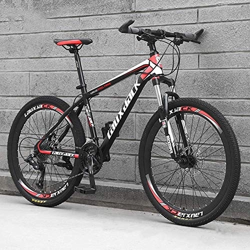 Mountain Bike : Eleganti Mountain Bike Biciclette 21 velocità Telaio in Acciaio al Carbonio Leggero Freno a Disco Ruota a Raggi Bici da Strada Rosso, 24 Pollici