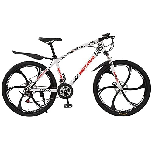 Mountain Bike : FBDGNG - Bicicletta per adulti 21 / 24 / 27 velocità, 26 pollici, con telaio in acciaio al carbonio (dimensioni: 21 velocità, colore: bianco)