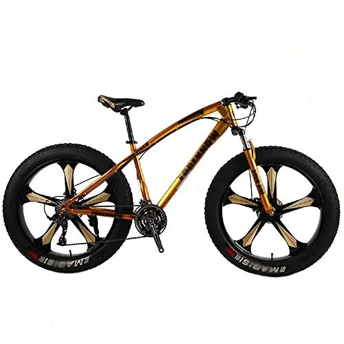 Mountain Bike : GAOTTINGSD - Bicicletta da mountain bike per adulti da spiaggia con ruote da 26 pollici, velocità regolabile, doppio freno a disco (colore: oro, dimensioni: 24 velocità)
