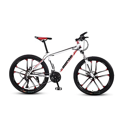 Mountain Bike : GAOXQ Mountain Bike da Uomo e Donna, Ruote da 26 Pollici, Camicie da 21 velocità, Telaio in Alluminio, Sospensione Anteriore, Un Nero / Rosso White Red